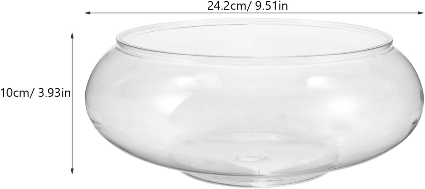 Nomoreef Clear Plastic Bubble Bowl Vase, Round Shallow Planter for Aquatic Plants & Hydroponic Flowers