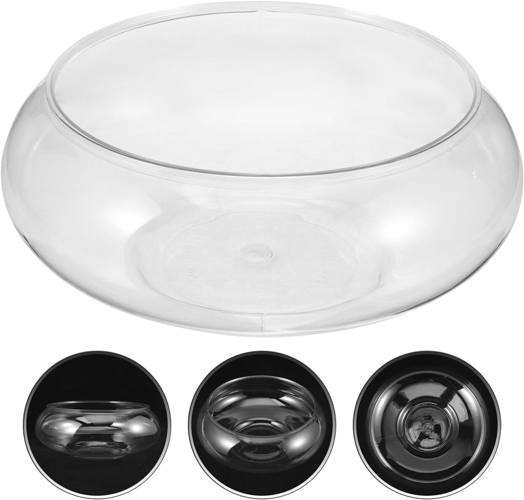 Nomoreef Clear Plastic Bubble Bowl Vase, Round Shallow Planter for Aquatic Plants & Hydroponic Flowers