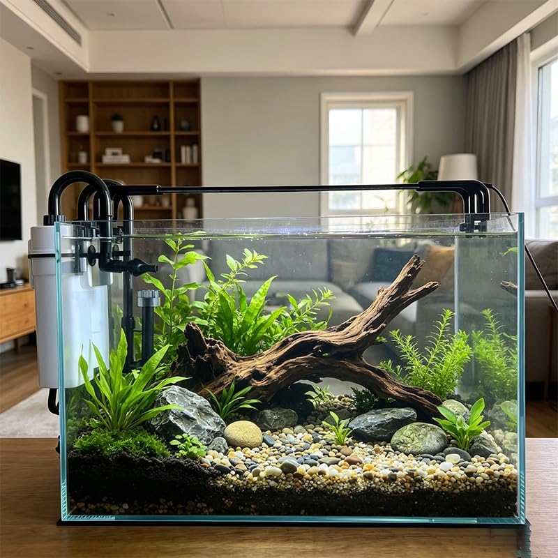 Nomoreef 3 Gallon Glass Betta Fish Tank Starter Kit with Filter, LED Light & Lid