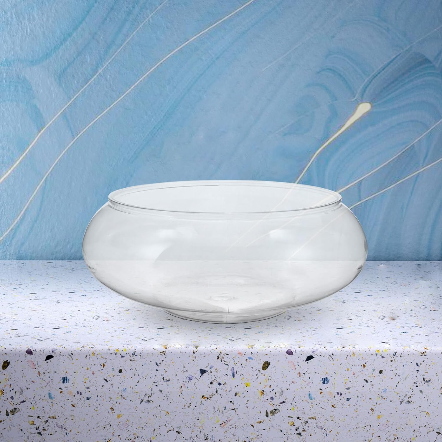 Nomoreef Clear Plastic Bubble Bowl Vase, Round Shallow Planter for Aquatic Plants & Hydroponic Flowers