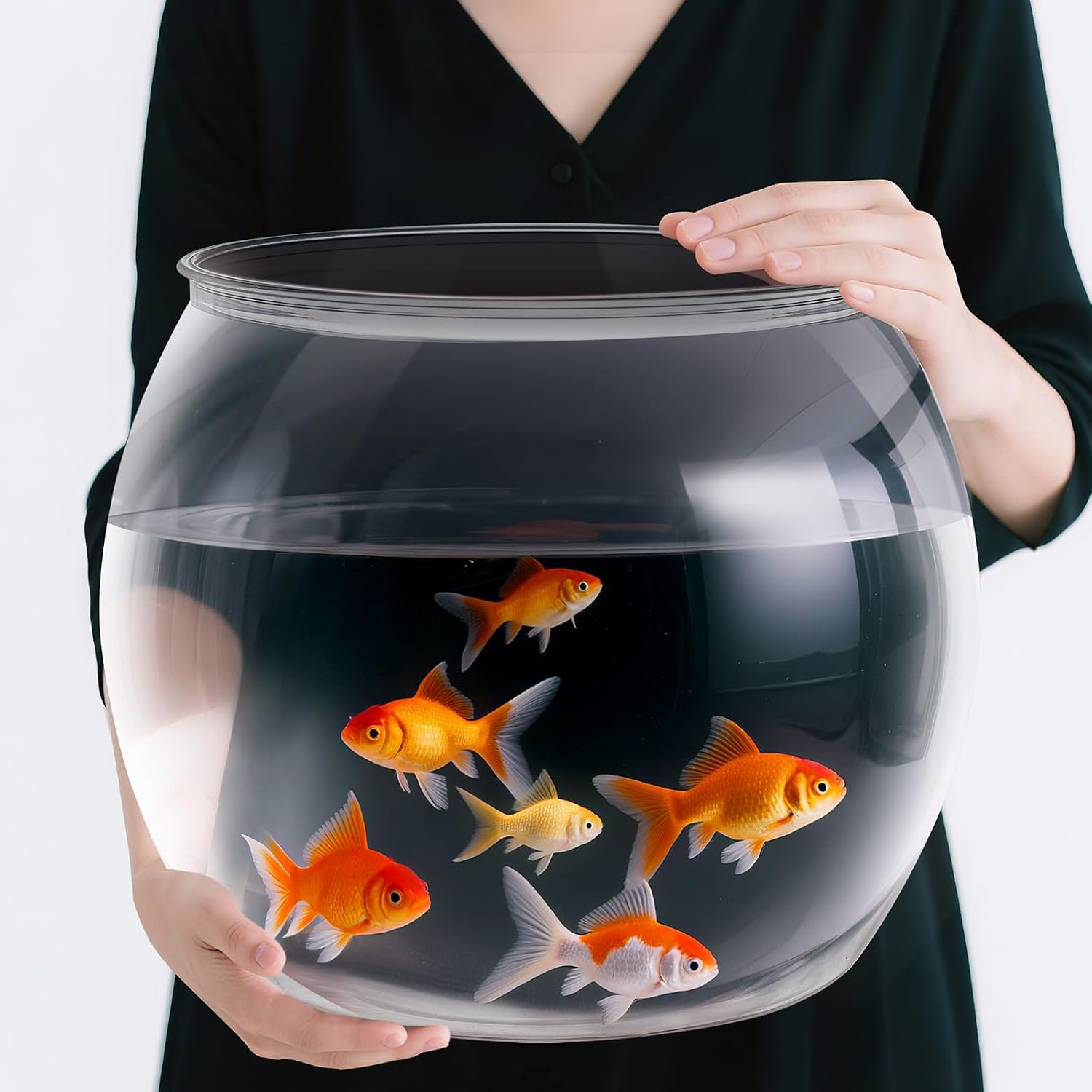 Nomoreef 5 Gallon Large Shatterproof Plastic Fish Bowl, Round Clear Terrarium & Flower Vase