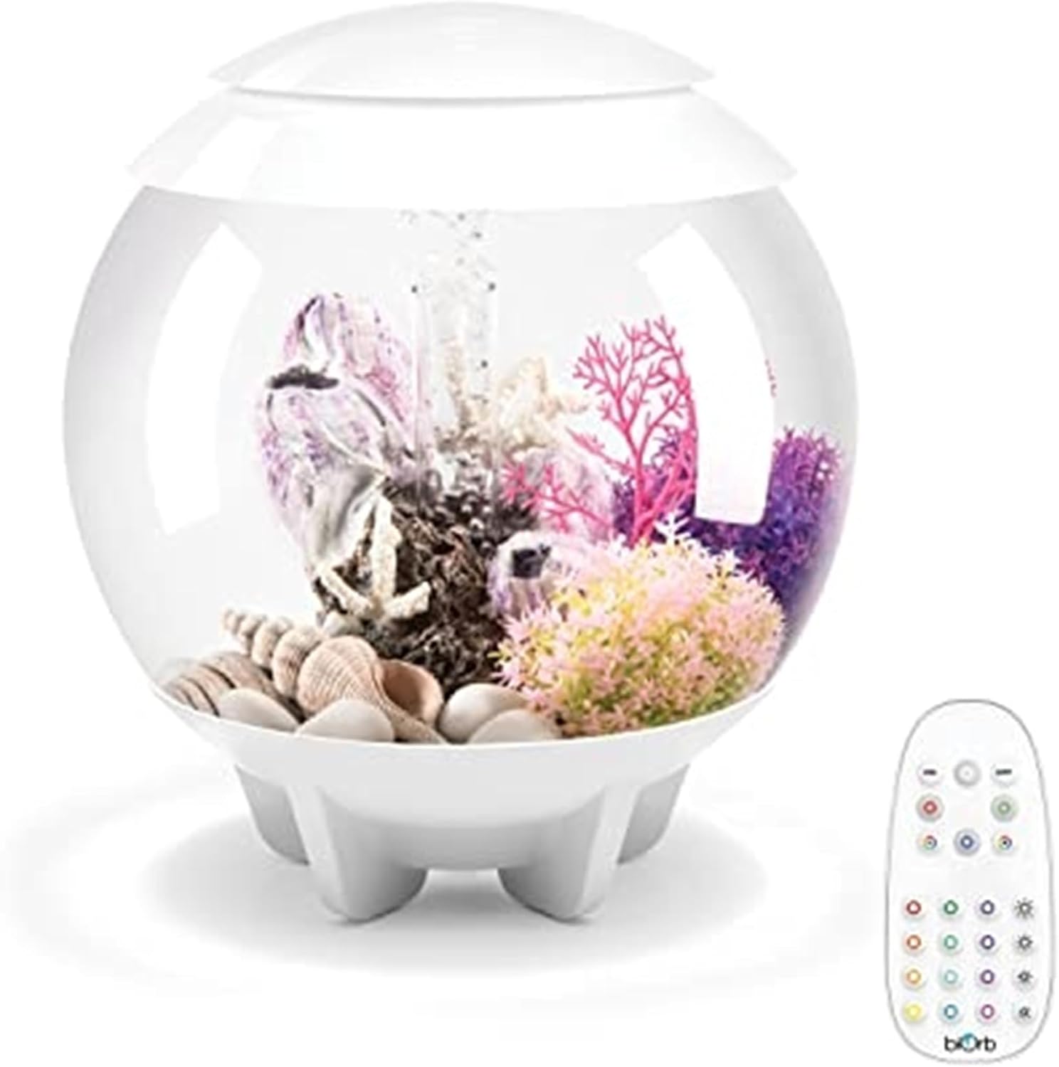 Nomoreef 4 Gallon Acrylic Aquarium with Multi-Color RGB LED Light & Remote, Compact Desktop Tank, White