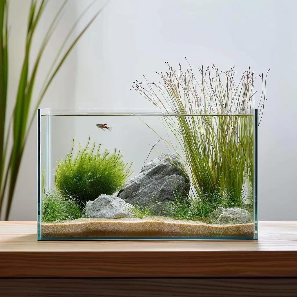 Nomoreef 3 Gallon Glass Fish Tank, Small Aquarium for Betta, Goldfish, Shrimp & Snails
