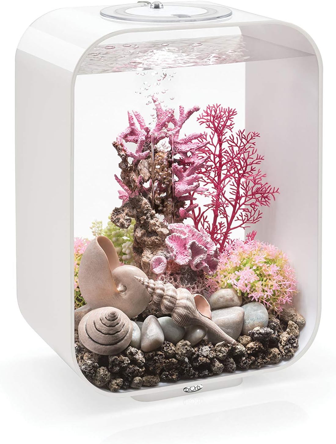 Nomoreef 4 Gallon Acrylic Aquarium with White LED Light, Compact Round Tank for Desktop Display, Black