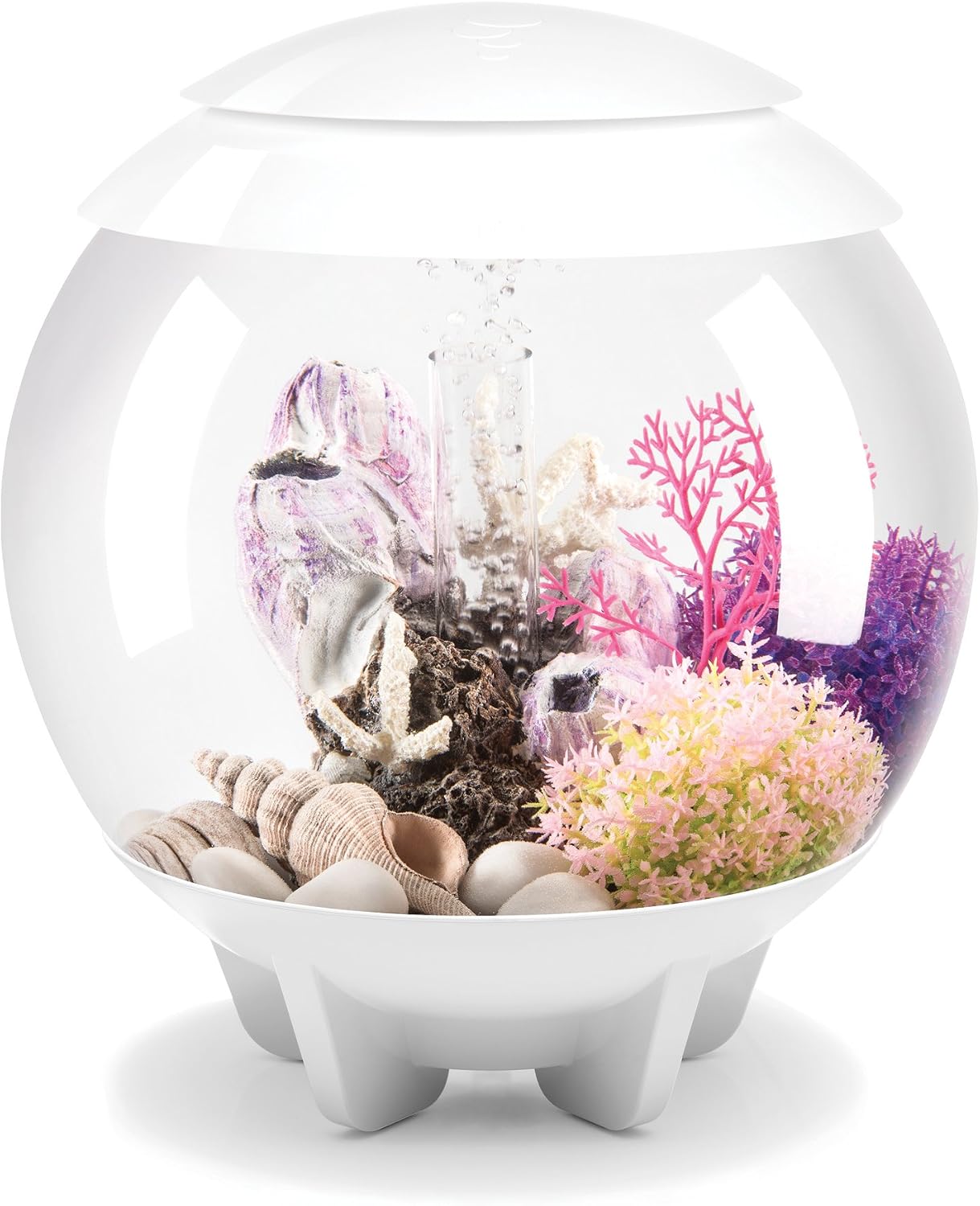 Nomoreef 4 Gallon Acrylic Aquarium with Multi-Color RGB LED Light & Remote, Compact Desktop Tank, White