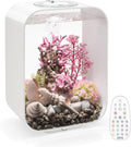 Nomoreef 4 Gallon Acrylic Aquarium with White LED Light, Compact Round Tank for Desktop Display, Black