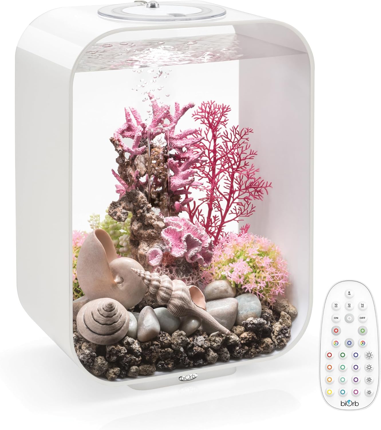 Nomoreef 4 Gallon Acrylic Aquarium with White LED Light, Compact Round Tank for Desktop Display, Black